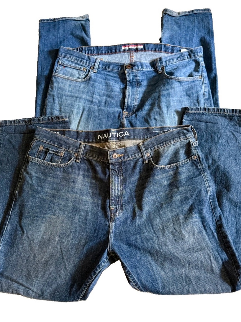LOT OF 2 Tommy Hilfiger and Nautica Men’s Blue Relaxed Jeans 40x30